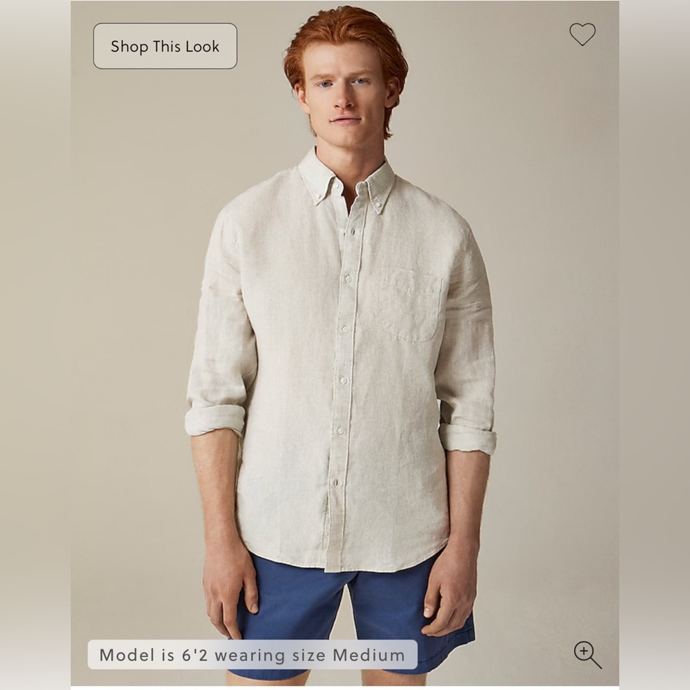 J. Crew Baird McNutt Light Tan Irish Linen Button-Down Shirt